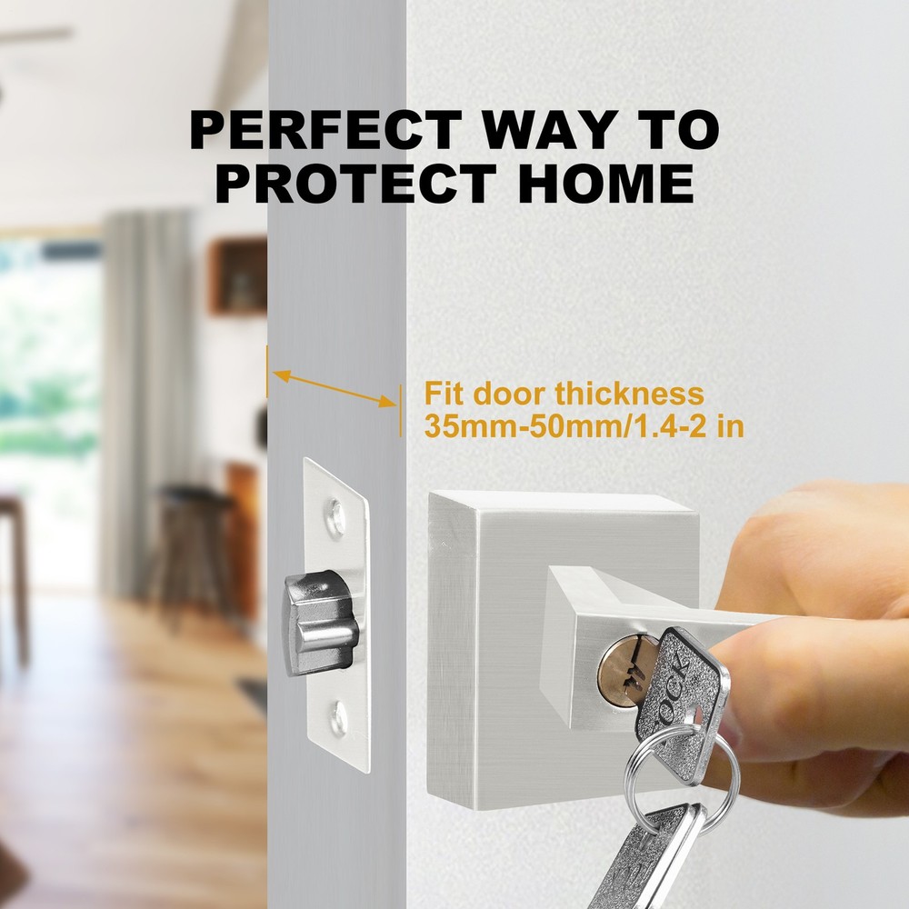 12pcs Silver Square Door Lever Handle Privacy Passage Interior Lock