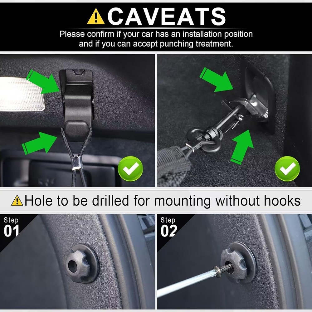 2 Packs Cargo Net Stretchable, Adjustable Elastic Trunk Storage Net with Hook