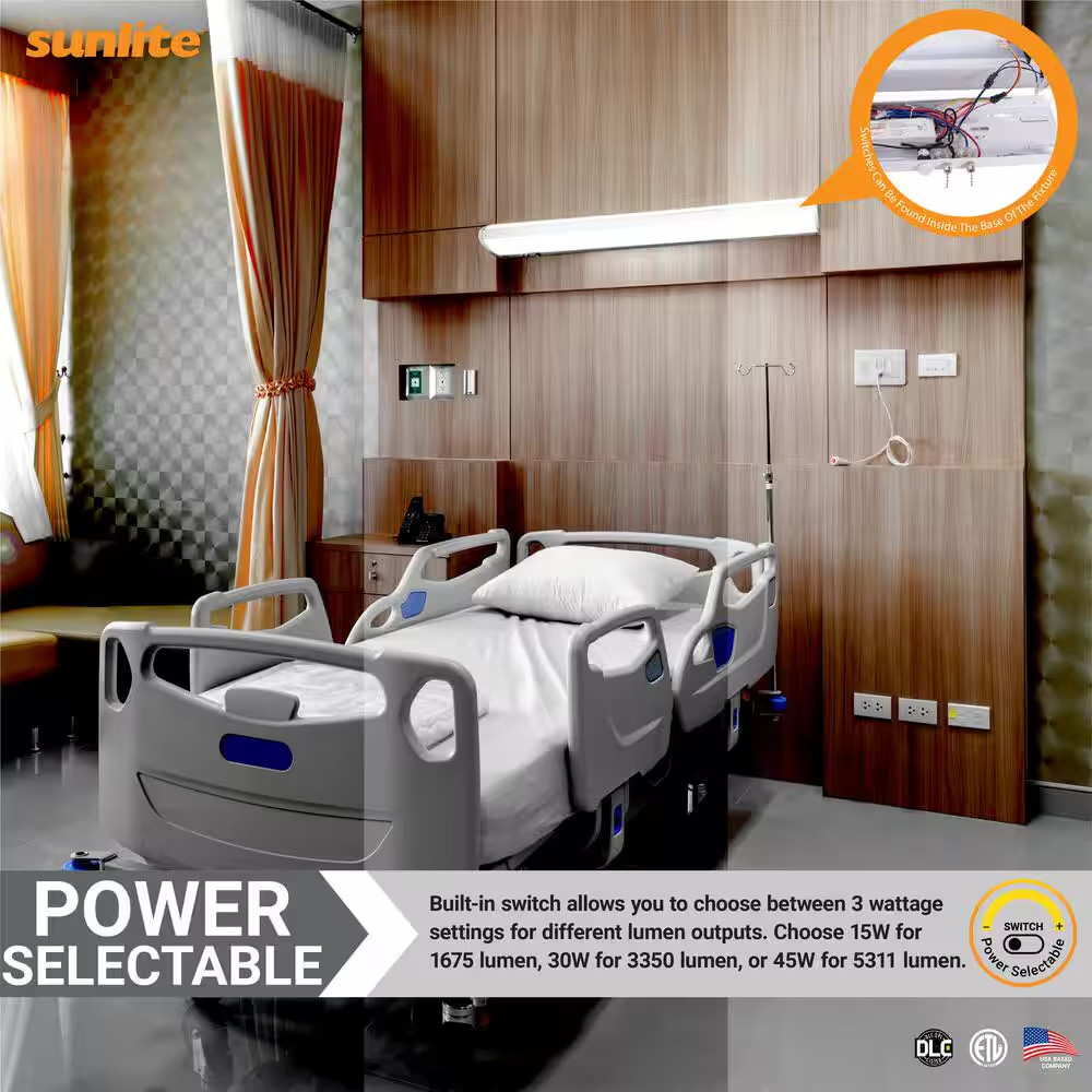 36 In. White Linear Bed Light Integrated LED Selectable Wattage Selectable CCT