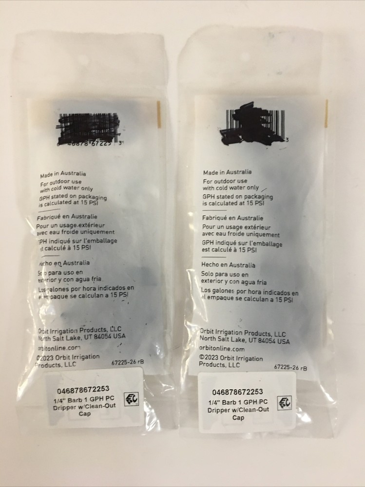 2 pk Orbit 67225 1 Gph Pc Dripper 20 Count packages.