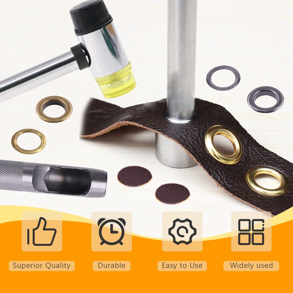200 Sets 5/16" 8mm Thickened Grommet Eyelets Assortment Kit with 4Pcs Setting...