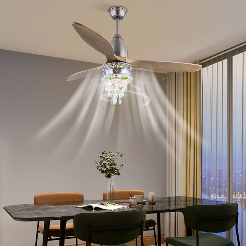52" 3 Blades Indoor Control Remote Ceiling Fan with LED Light w/ Remote Control.
