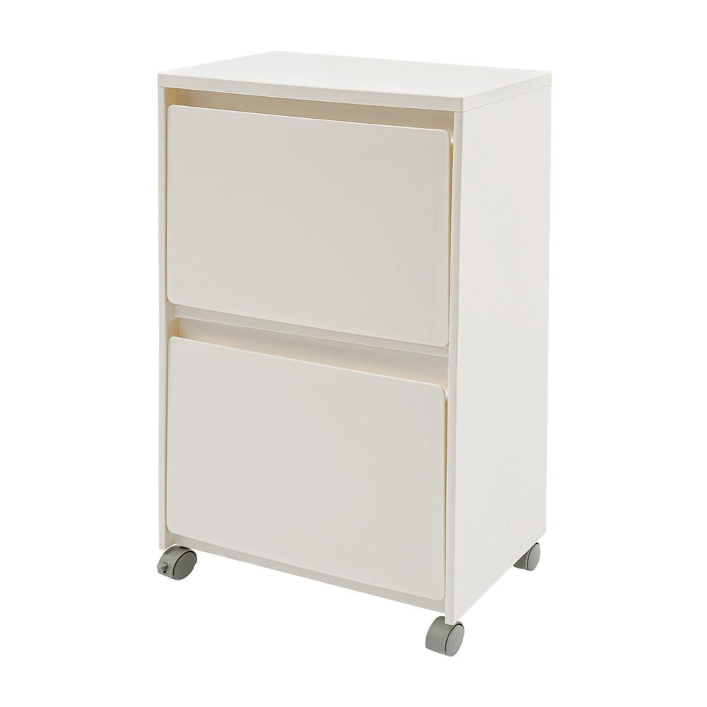 PP Cabinet 2-Tier Rolling Storage Cabinet Mobile Organizer White