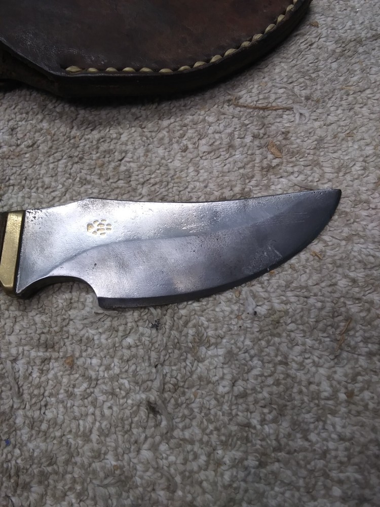 Vintage Custom Fixed Blade Hunting Knife Stag Handle Unknown Maker W/Sheath
