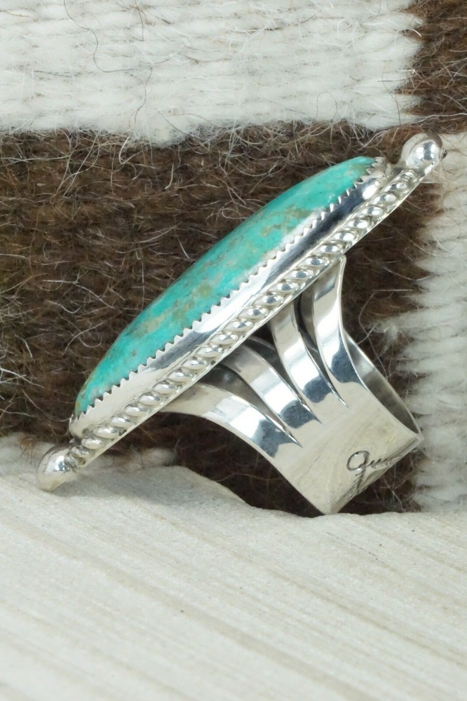Turquoise & Sterling Silver Ring - Leslie Nez - Size 10