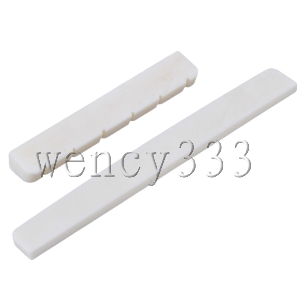 5 x White Bone 80mm Bridge Saddle + Slotted Set for 6 String Classic Guitar