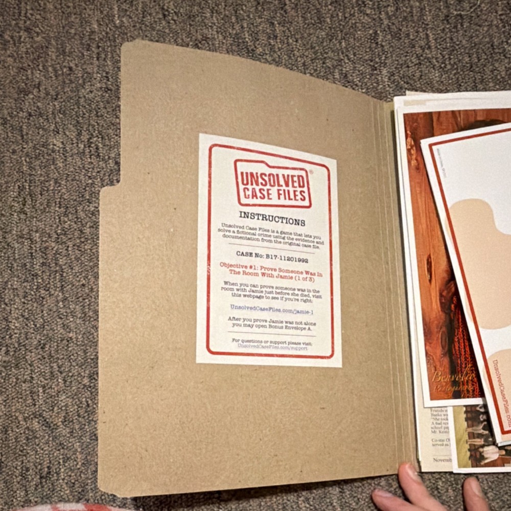 Unsolved Case Files Jamie Banks Murder Mystery Game Cold Case Evidence Documents