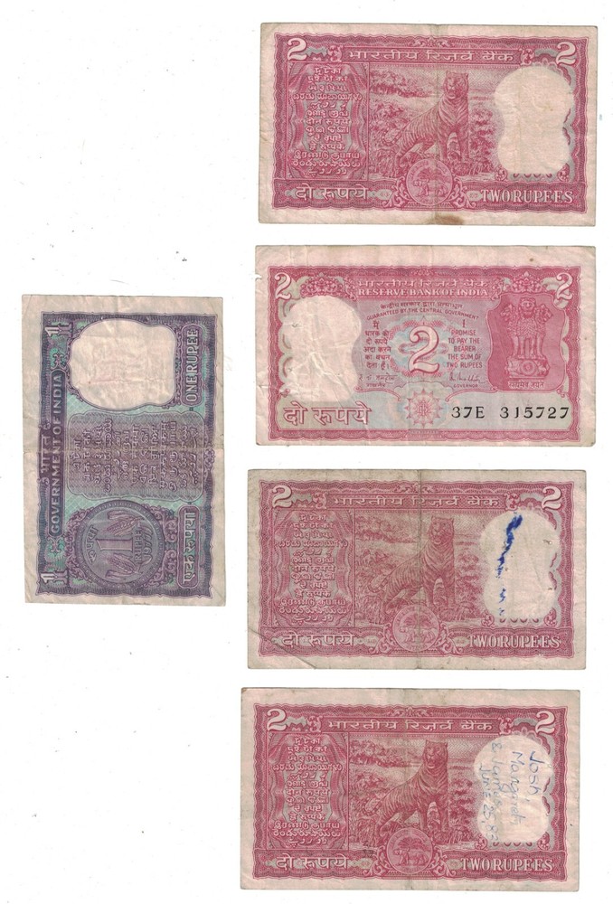 India - Group of (5) Older Banknotes