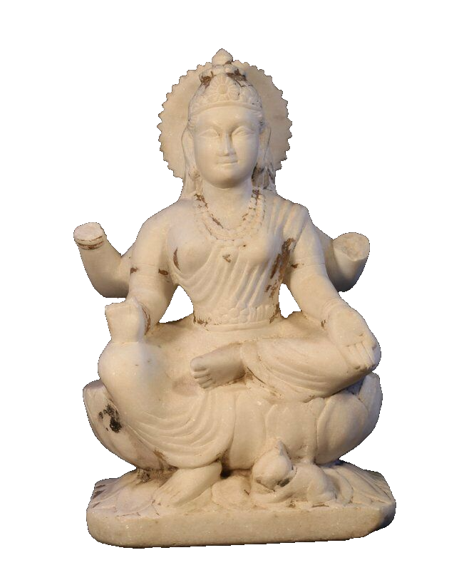 19thc Hindu white marble Saraswati statue