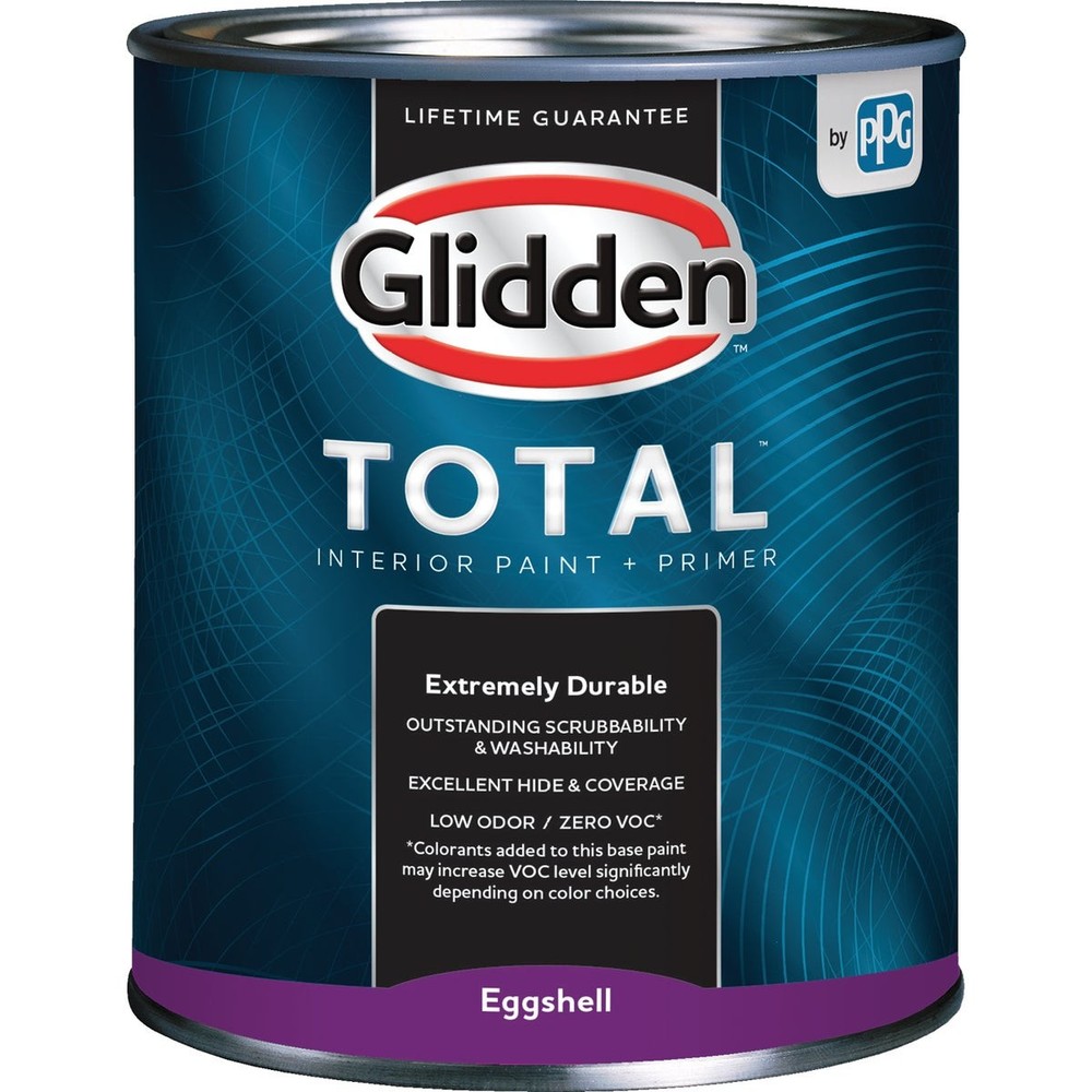 Glidden Total Interior Paint + Primer Eggshell White & Pastel Base Quart Glidden