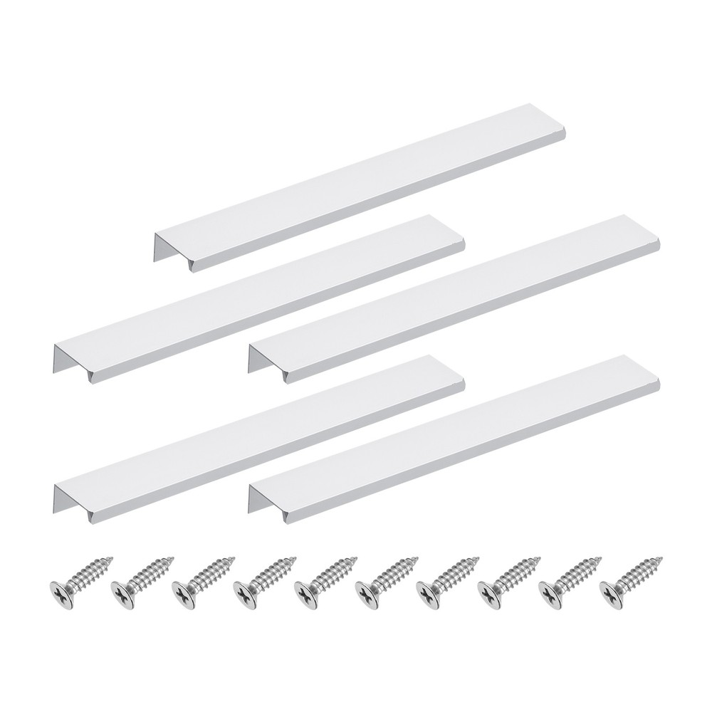 Cabinet Edge Finger Pull, 5pcs 250mm / 9.84" Hidden Cabinet Pulls, Silver