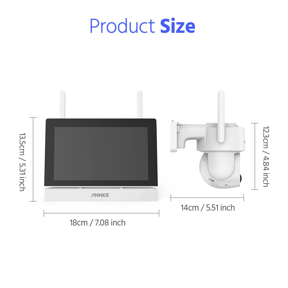 ANNKE 7" Monitor 4MP Wireless PT Security Camera System Solar Powered 2-Way Talk