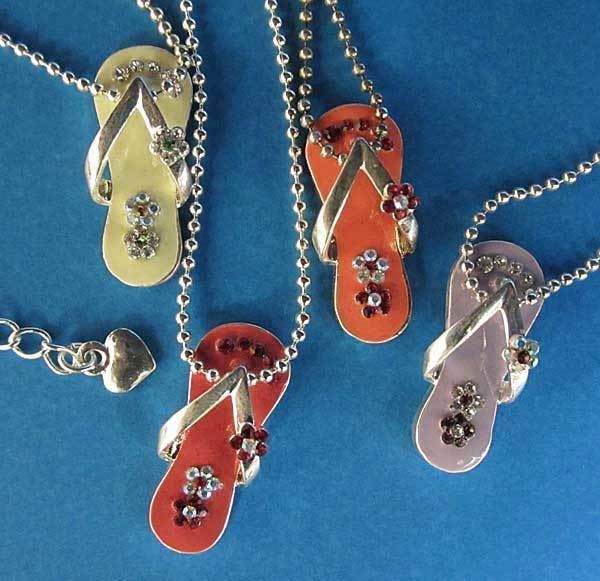 Flip Flop Silvertone Necklace FFS