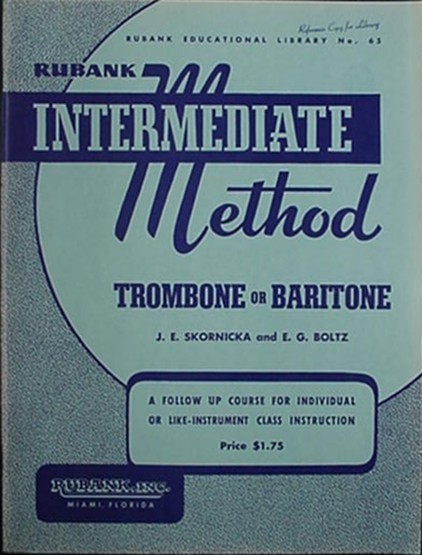 TROMBONE OR BARITONE INTERMEDIATE METHOD BOOK, 1938