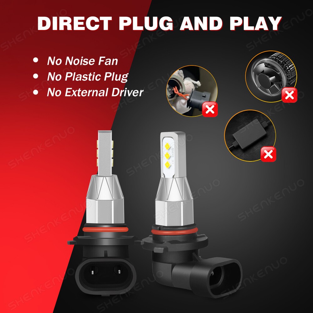 9005+9006 COMBO LED Headlight Bulbs Kit High/Low Beam Super Bright 6000K White