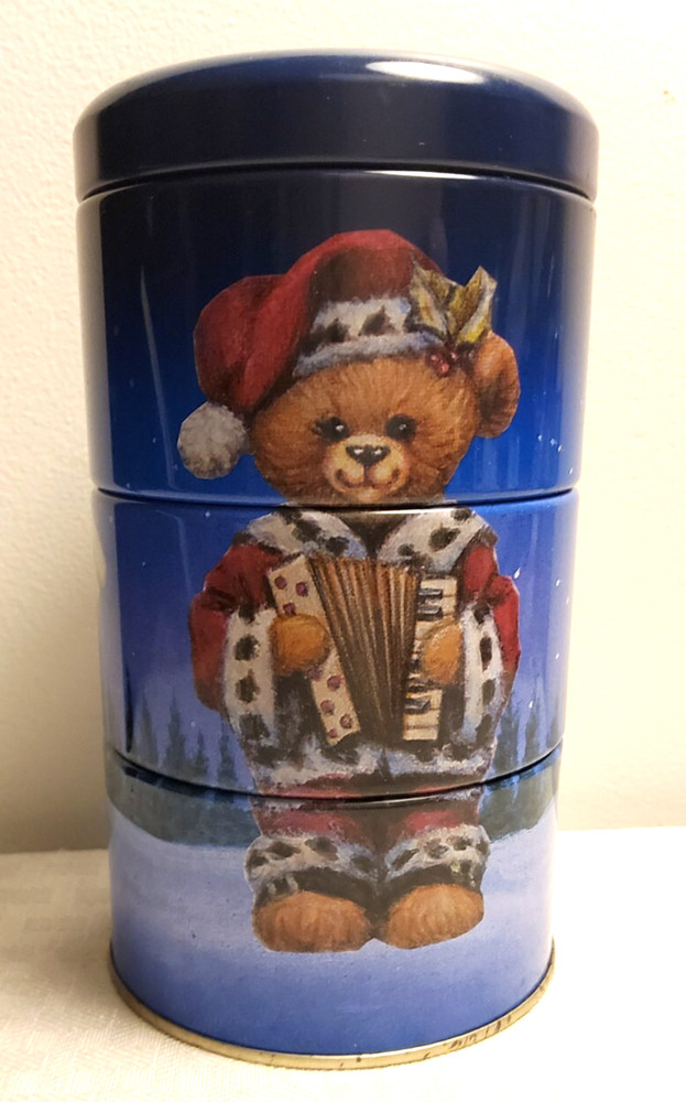Vintage Russ Candy Bears Stacking Tin , Christmas Collectable (20)