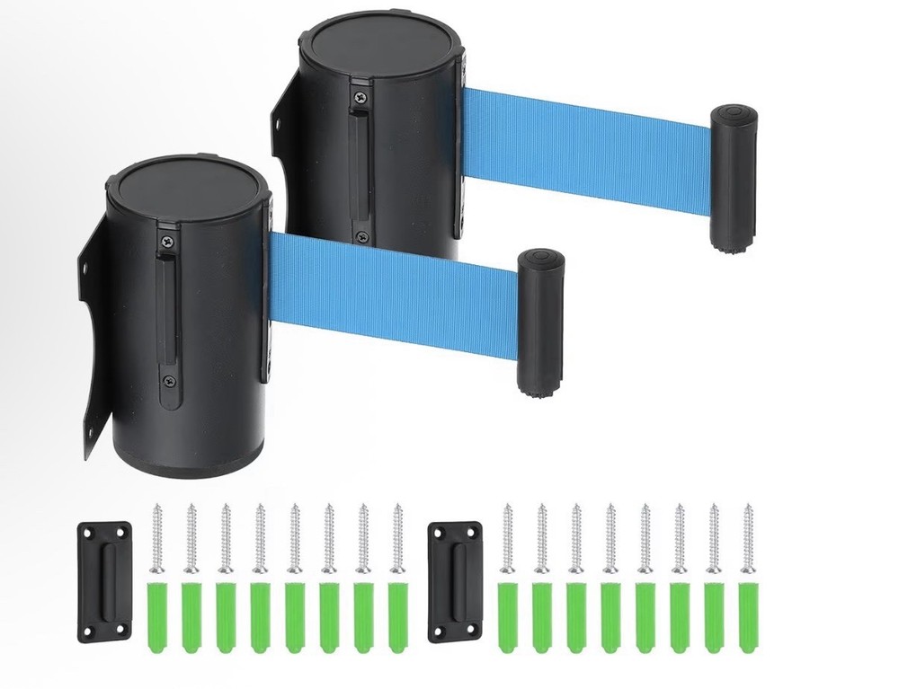 New Fixed Wall Mount Retractable Belt Barrier Pack  of 2