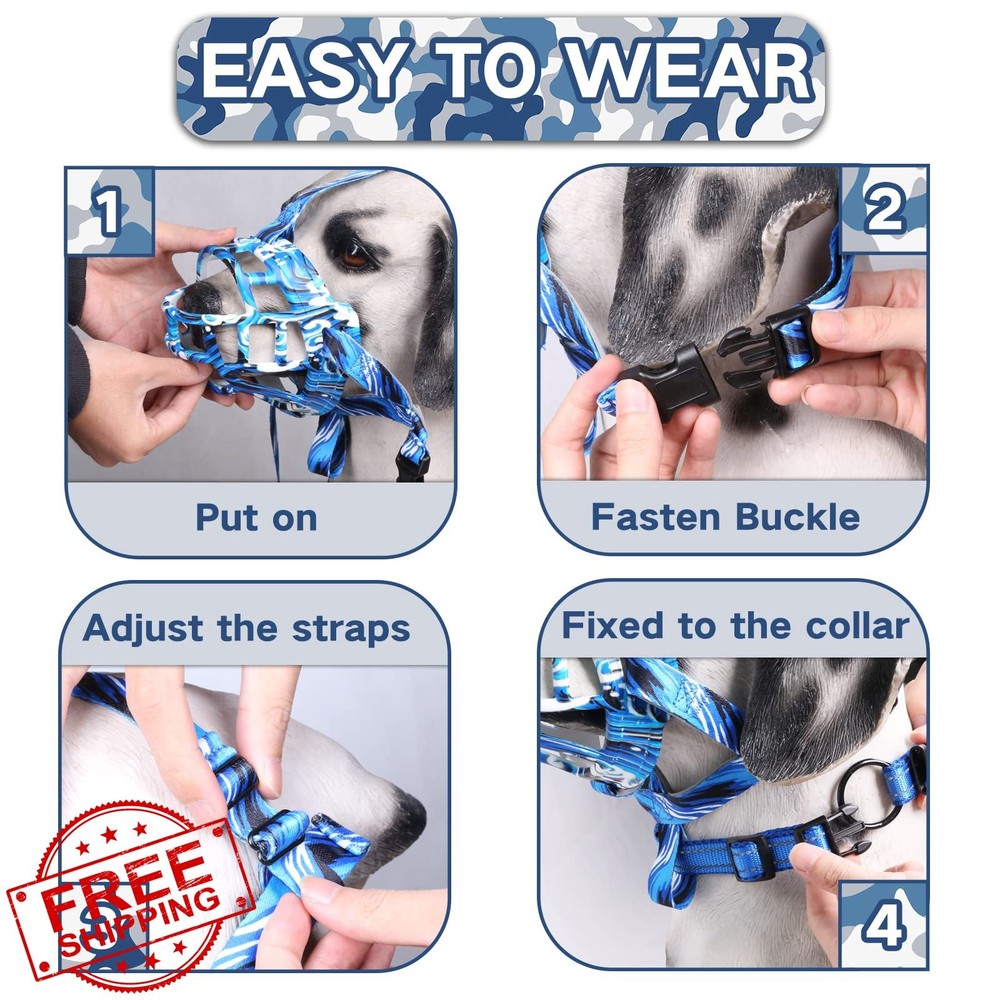 Basket Dog Muzzle Blue Size 5 Breathable Adjustable For Biting