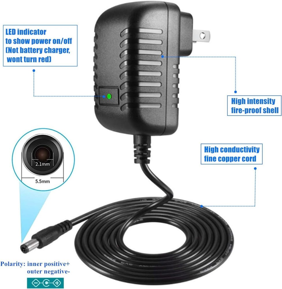Lightweight 24W Universal AC Adapter DC12V 2A with 11 Tips for Multiple Devices
