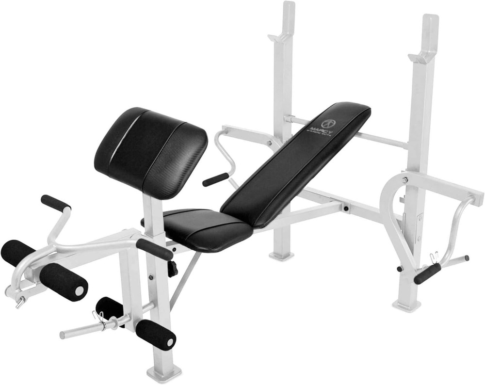 MARCY Diamond Elite Classic Multipurpose Workout Lifting Weight Bench, White