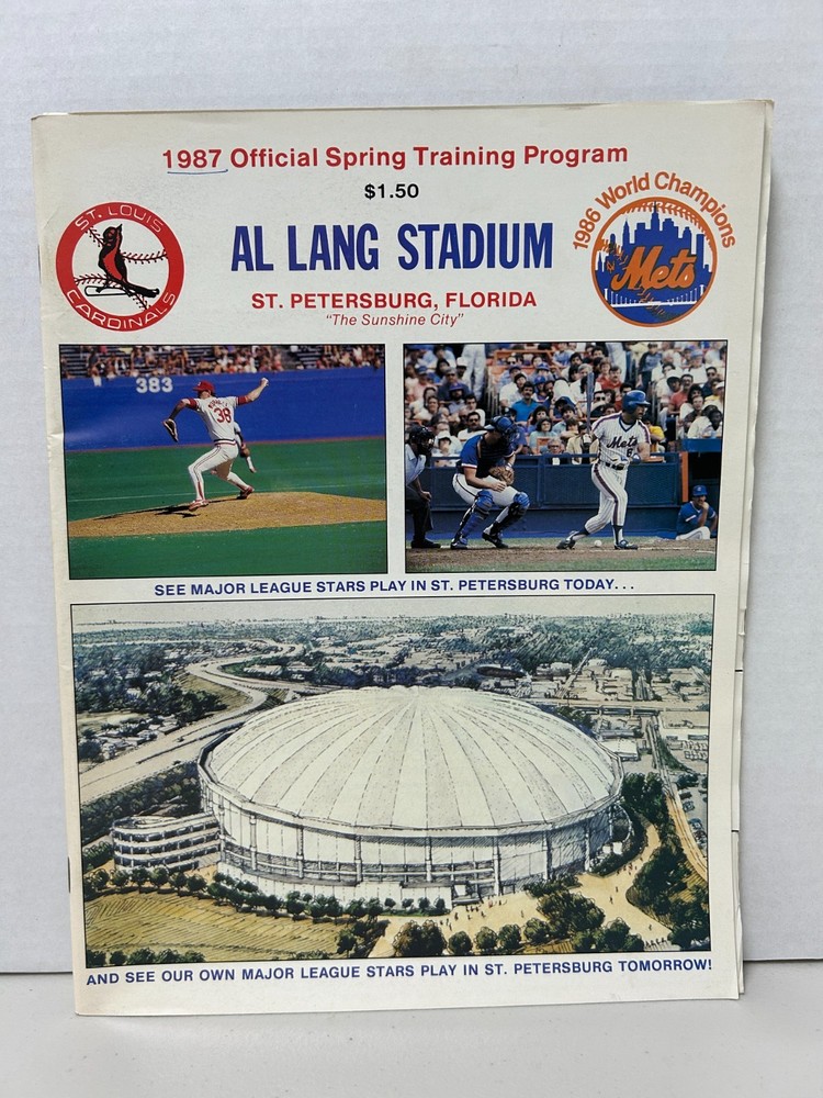 Cards / Mets 1987 Official Training Program St. Petersburg FL Al Lang Stadium