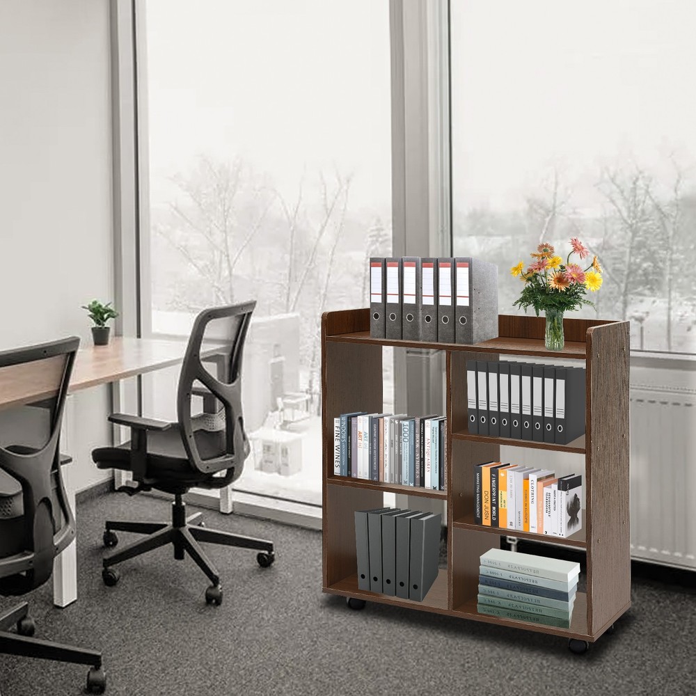 Filing Cabinet, Storage Shelf, Mobile Printer Stand,high-quality MDF,Dark Walnut