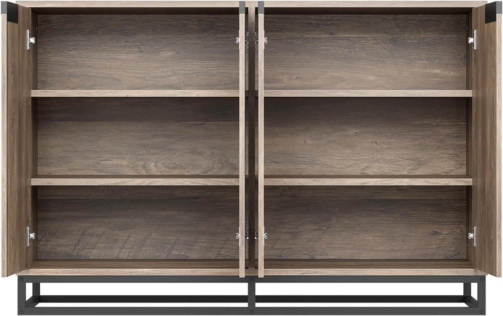 Multi-Function Storage Cabinet, 4 Doors & Adjustable Shelves, All-in-1 Storage