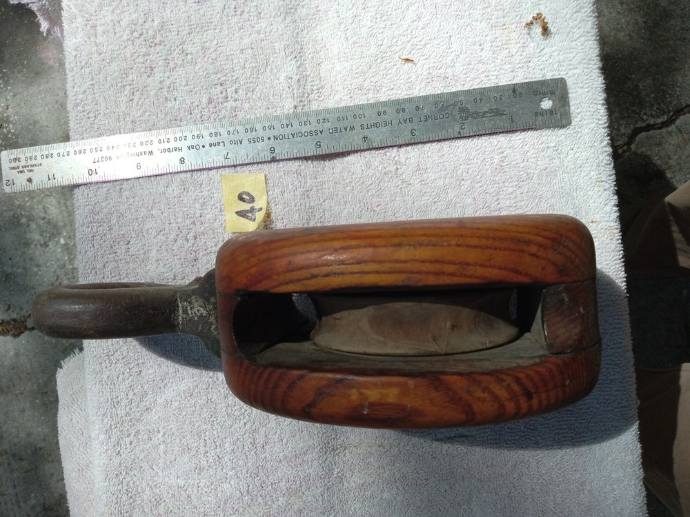Antique 5" Ash Hook Block w/ Lignumvitae sheave. (Item40)