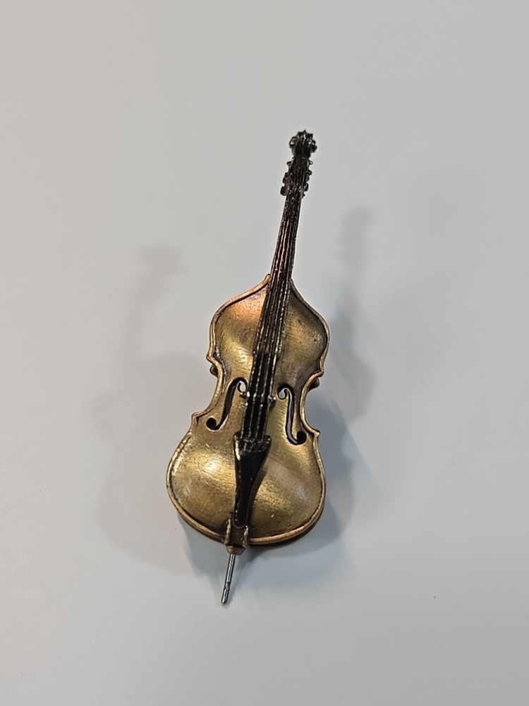 String Bass Brooch Lapel Pin 3-D Retracting Endpin