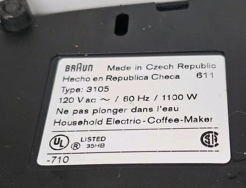 Braun White 10 Cup Coffee Maker Type 3105 Programable Tested Working - Czech Rep