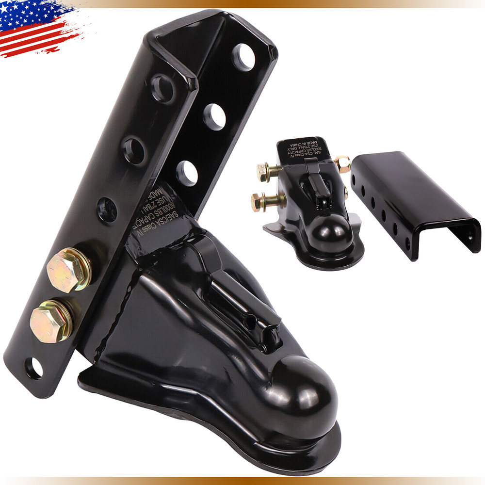 15000LBS Adjustable Trailer Coupler 5-Position Channel Bracket Kit 2-5/16" New
