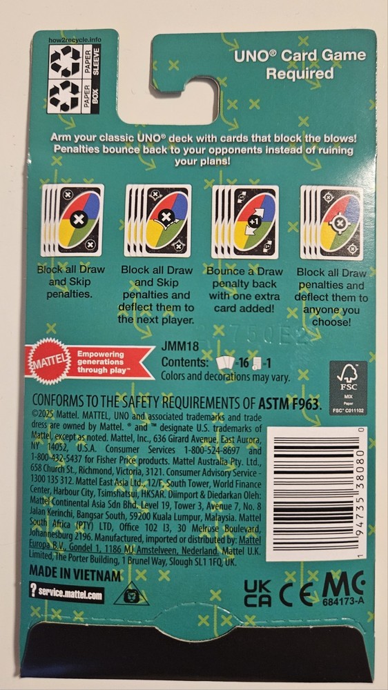 Mattel Uno Add on Packs Defense JMM18