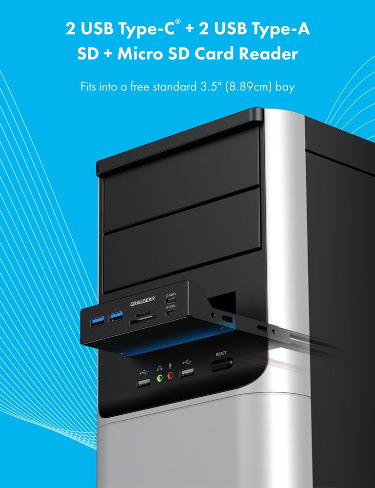 3.5 Inch Front Panel USB C Hub, Sd/Microsd Internal Card Reader, 20Gbps USB 3.2