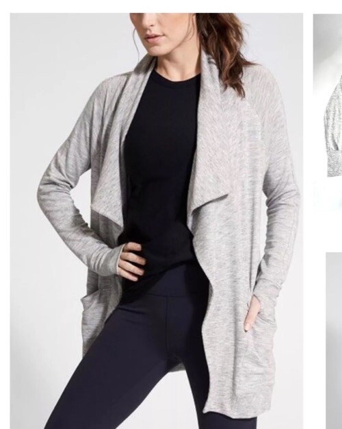 Athleta Womens Studio Wrap Draped Cardigan Sz Small Open Front Modal Blend