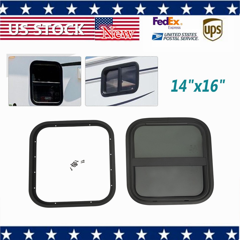 Black Vertical Sliding Window RV Window Universal For Trailer Camper 14" x 16"