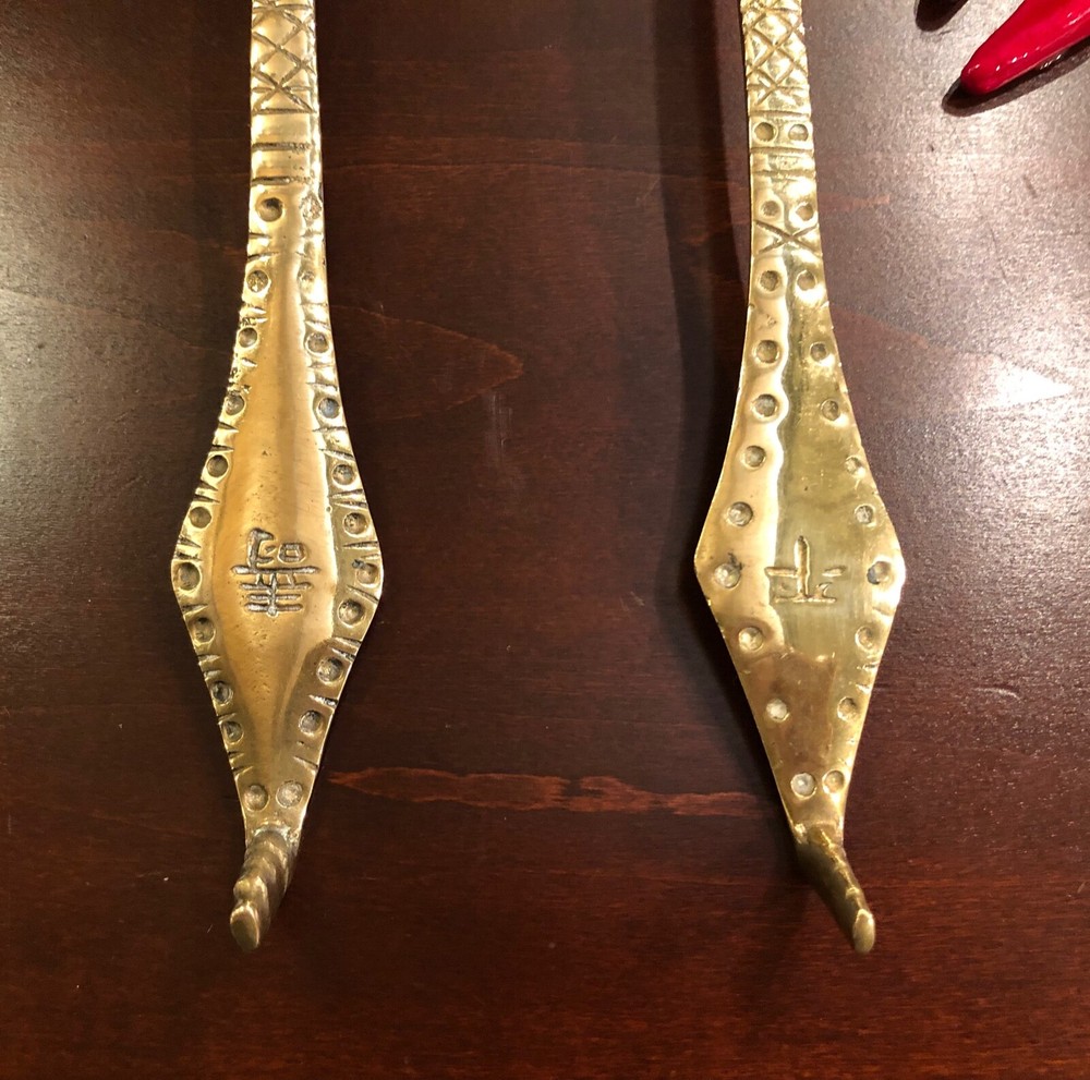 VTG Handcrafted Decorative Ornate Solid Brass Fork & Spoon Salad Serving Set 12"