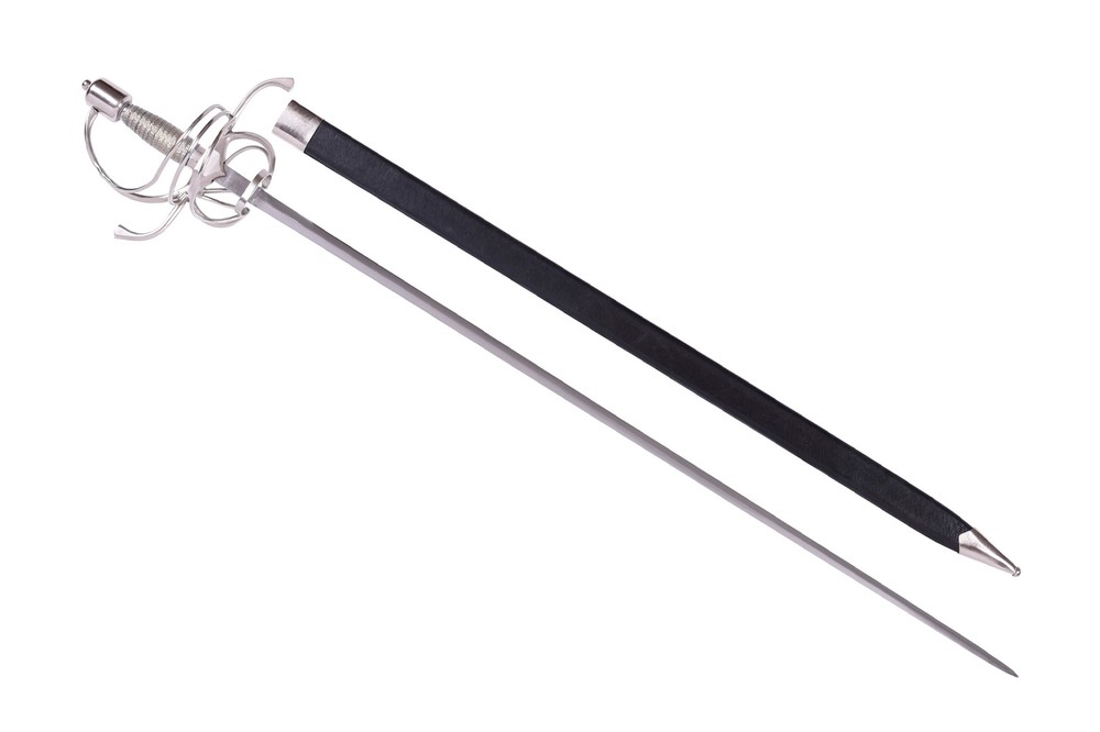 German Swept Hilt Rapier w. Scabbard, 17th c.