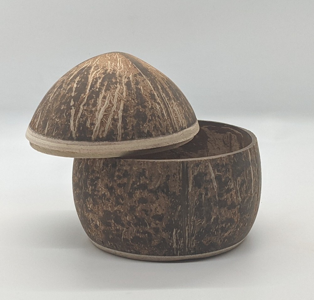 Handmade coconut shell container with cover/lid