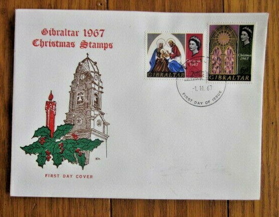 GIBRALTAR RELIGIOUS CHRISTMAS SET 1967 FDC