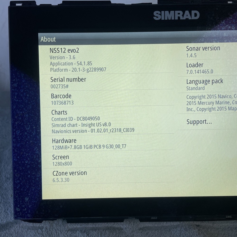 Simrad NSS12 Evo2 12" Touchscreen MFD Chartplotter Head Unit With Power Cord