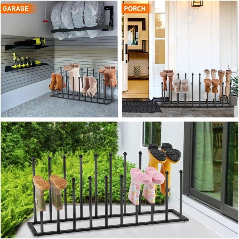 Large Capacity Metal Boot Rack Organizer Indoor Outdoor Use Storage Solution