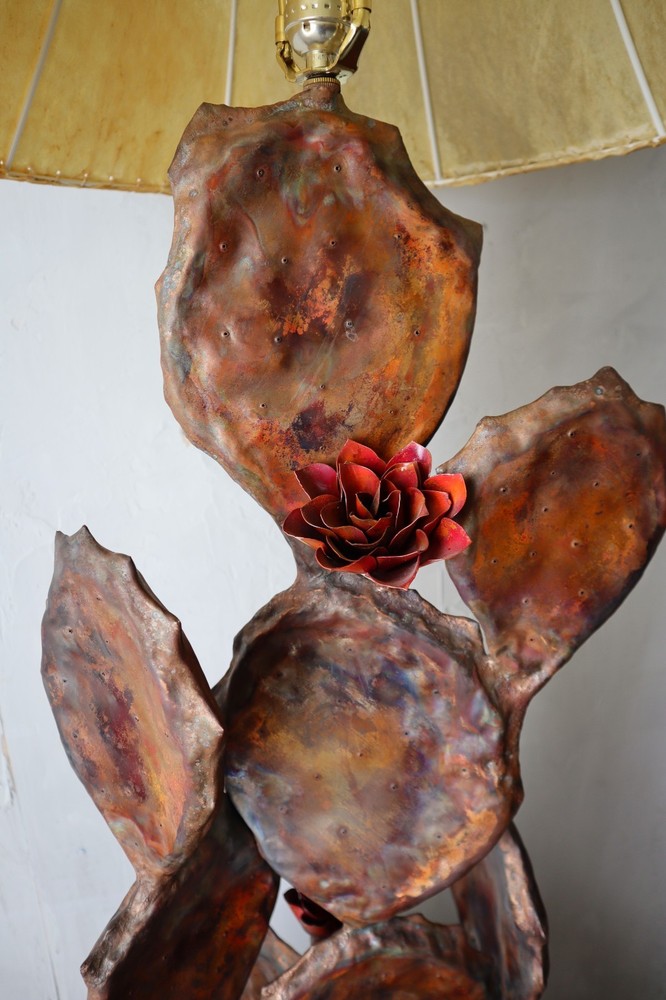 Copper and Brass Sculptural Cactus Floor Lamp