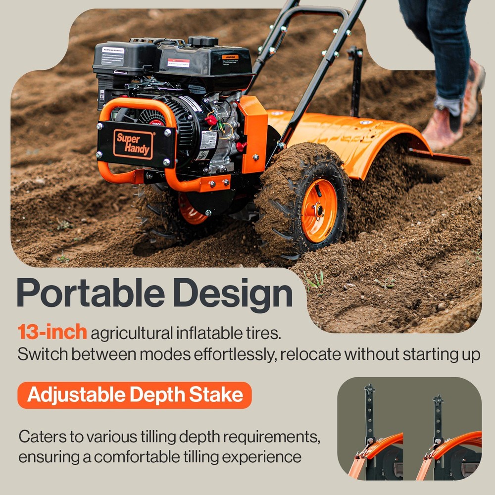 SuperHandy Rear Tine Tiller - Engine