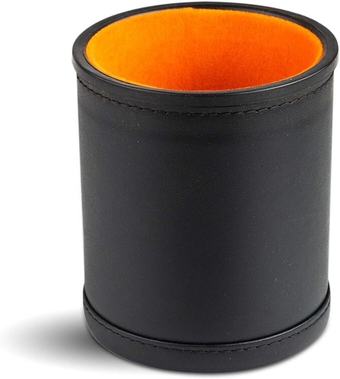 Leather Dice Cup with Orange Felt Lining