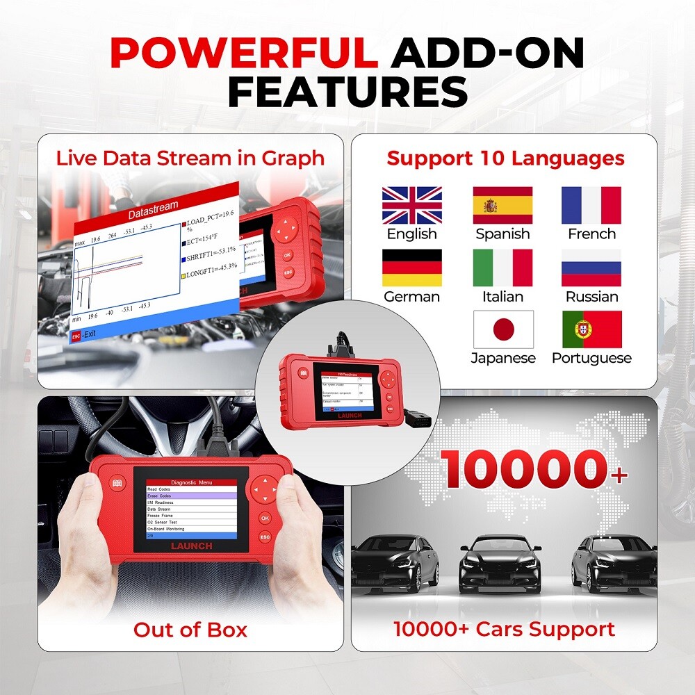 2025 LAUNCH Creader VII+ V2.0 OBD2 Diagnostic Scanner ABS SRS Fault Code Reader