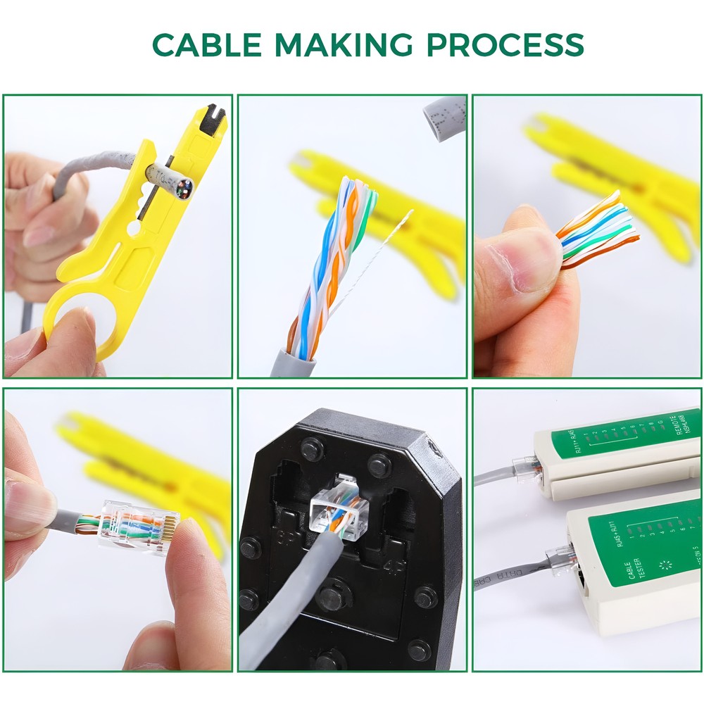 RJ45 Ethernet Network CAT5/5E/6 Cable Tester Crimper Stripper Cutter Tool Set