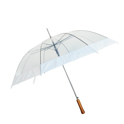 Umbrella ~Clear ~ with white ring!~48" Across ~Rip-Resistant ~Auto Open - Light