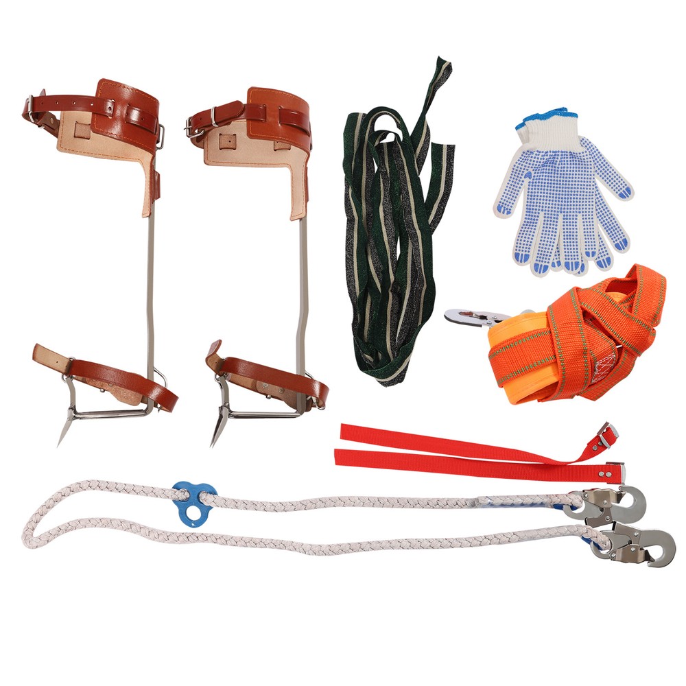 Adjustable Pole Climbing Spurs Tool Tree Climbing Spike Sets Climber Strap Gaffs