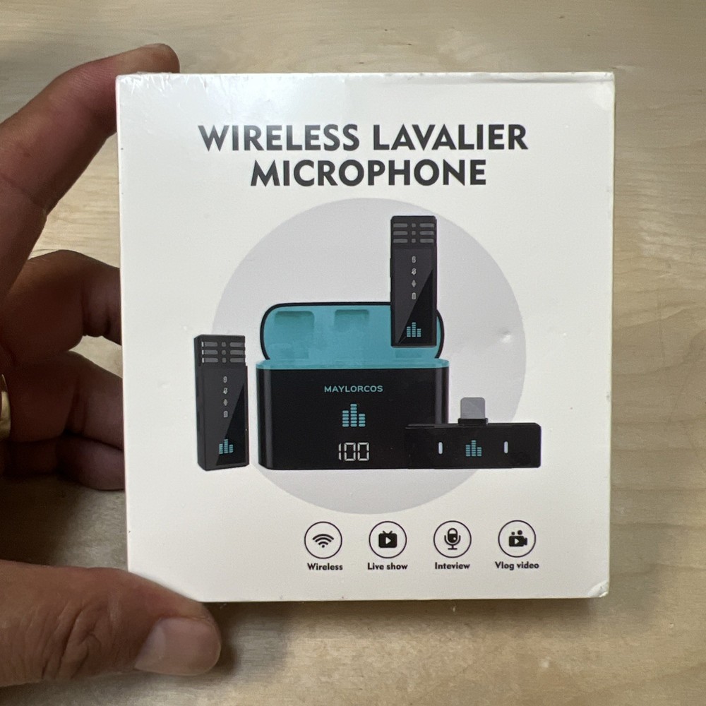 Wireless Lavalier Microphones for iPhone iPad with Charging Case Larkbird