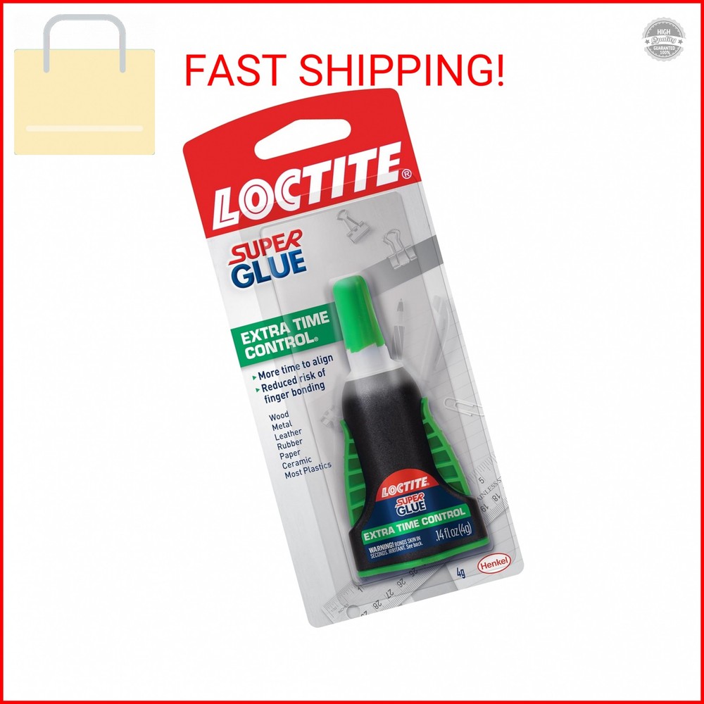 Loctite Super Glue Extra Time Control, Clear, 0.14 fl oz Bottle, 1 Pack - Superg